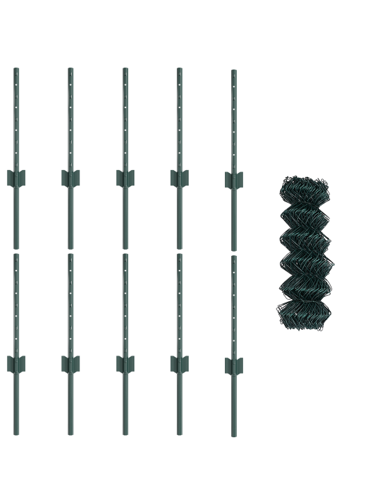 Oplocení z řetězové vazby s 10 u sloupky zelené 0.4x10 m ocel