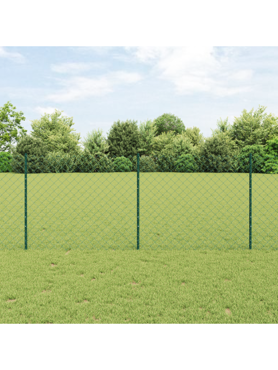 Řetězový plot s 10 u sloupky zelený 1x10 m ocel