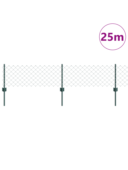 Žebrovaný plot s 22 u sloupy zelený 0.4x25 m ocel