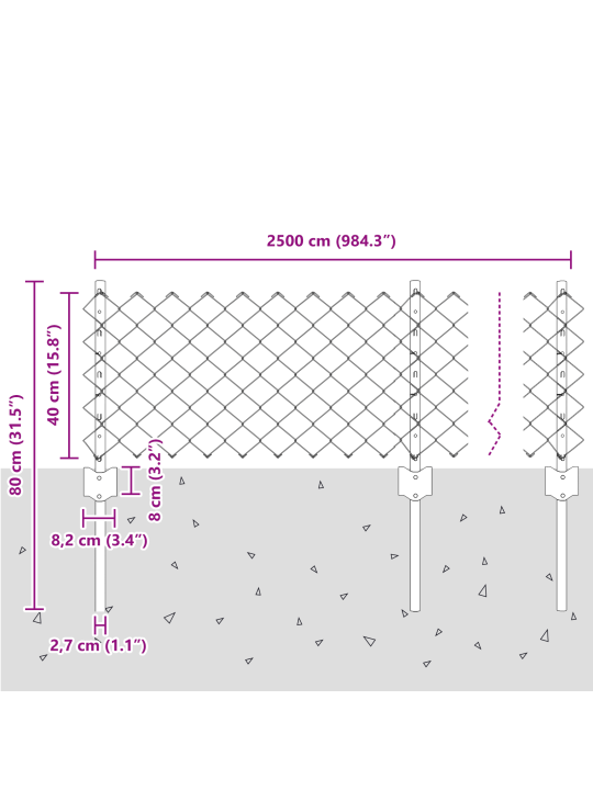Žebrovaný plot s 22 u sloupy zelený 0.4x25 m ocel