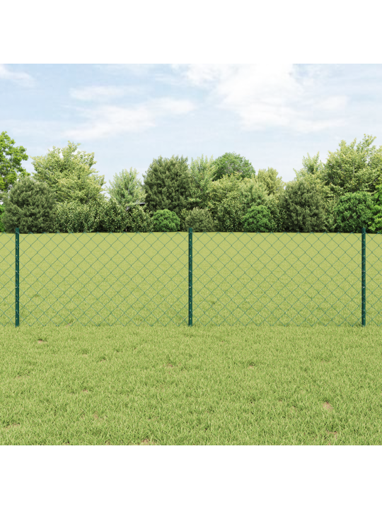 Řetězový plot s 22 u sloupky zelený 0,6x25 m ocel