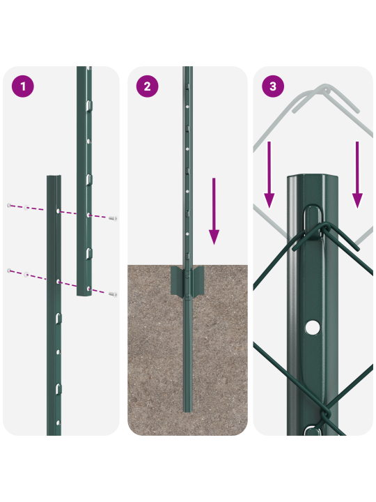Oplocení z řetězového pletiva s 22 u sloupky zelené 1,2x25 m ocel