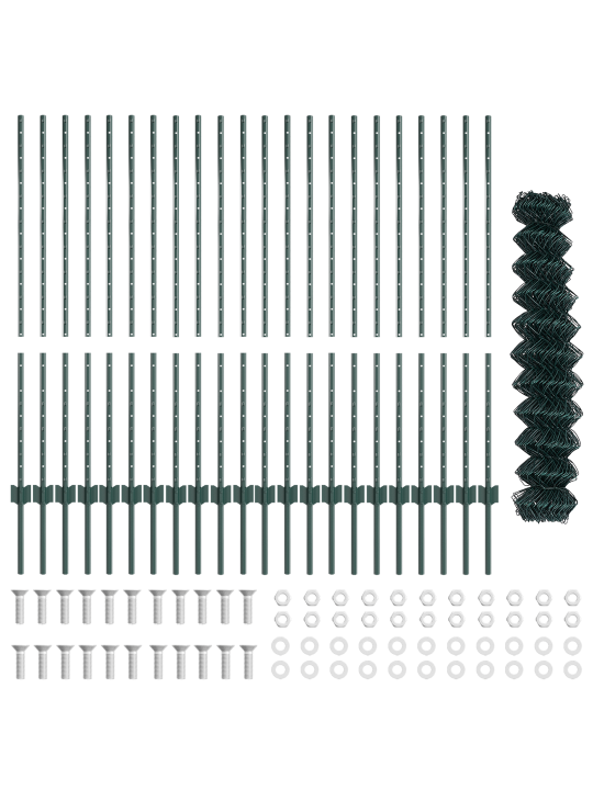 Oplocení z řetězového pletiva s 22 u sloupky zelené 1,2x25 m ocel