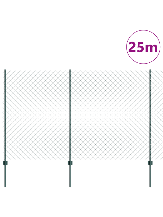 Plot z řetězových odkazů s 22 u sloupky zelená 1,6x25 m ocel