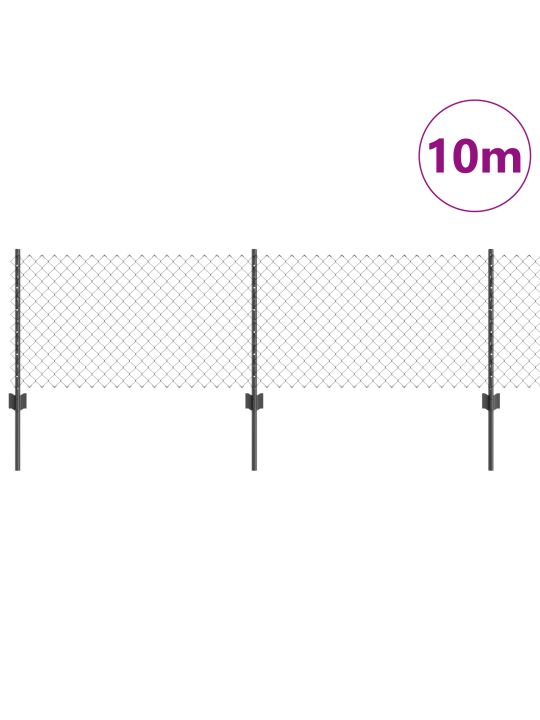 Šedý řetězový plot s 10 u sloupky 0.6x10 m oceli