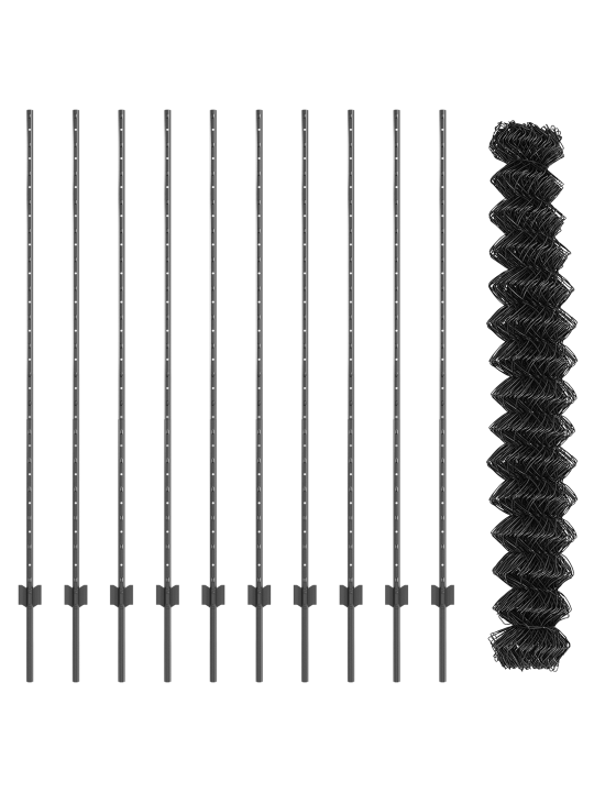 Plot z řetězových článků s 20 u sloupky šedá 1,5x10 m ocel