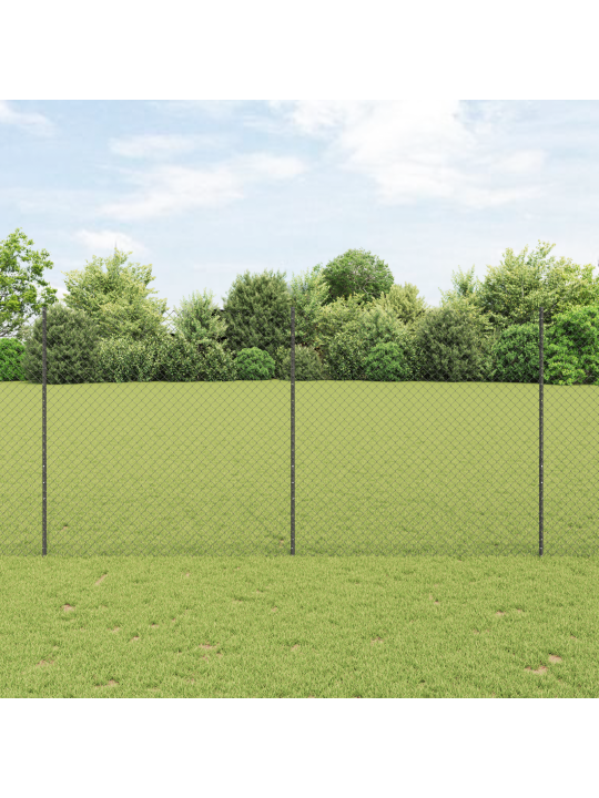 Plot z řetězových článků s 20 u sloupky šedá 1,5x10 m ocel