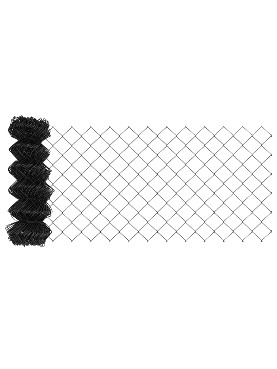 Řetězový plot s 10 sloupky u, šedý 0.6x10 m, ocel
