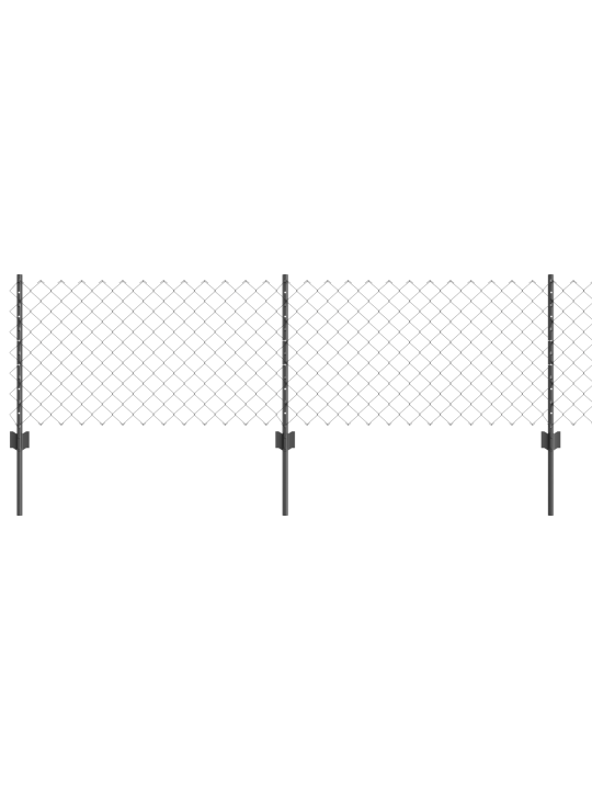Řetězový plot s 10 sloupky u, šedý 0.6x10 m, ocel