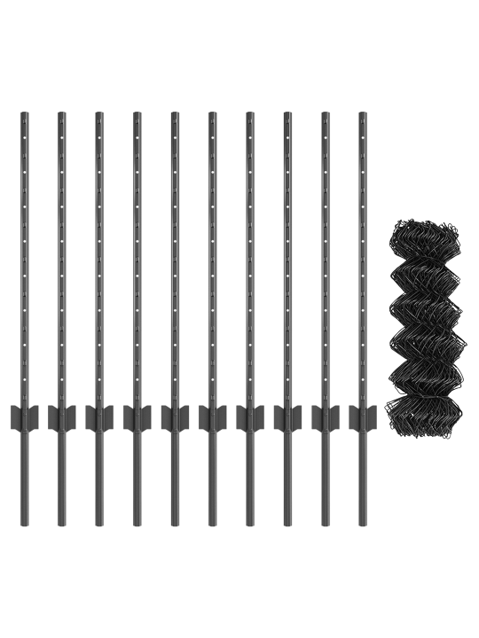 Plot z řetězových odkazů s 10 u sloupky šedý 0.8x10 m ocel
