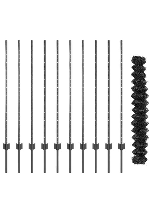 Oplocení z řetězového pletiva s 20 u sloupky šedé 1.2x10 m ocel