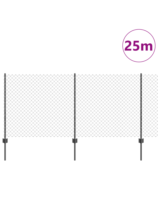 Pletivový plot s 44 u sloupky šedý 1x25 m ocel