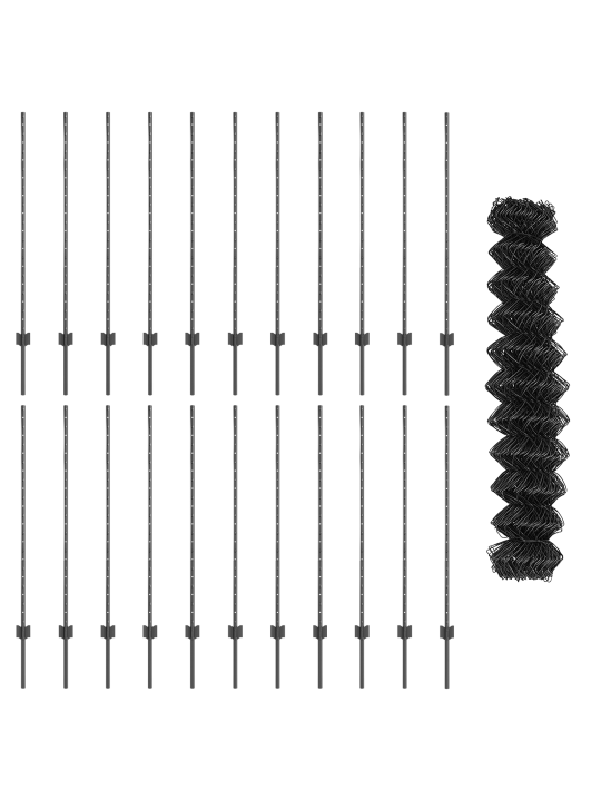 Řetězový plot s 44 u sloupky šedý 1,2x25 m ocel