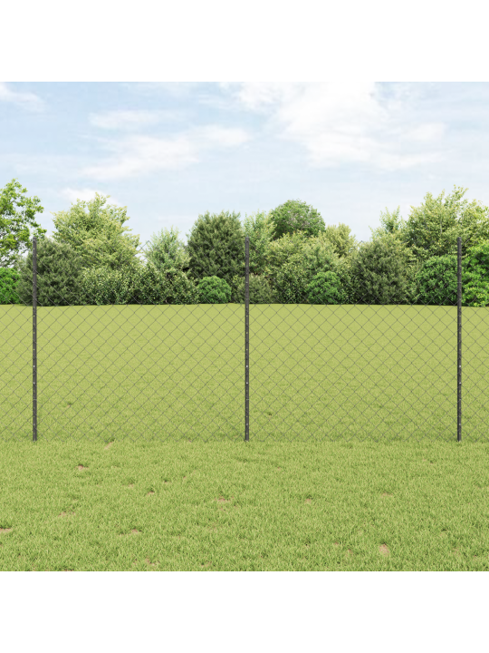 Řetězový plot s 44 u sloupky šedý 1,2x25 m ocel