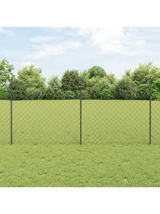 Řetězový plot s 44 u sloupky šedý 1,2x25 m ocel