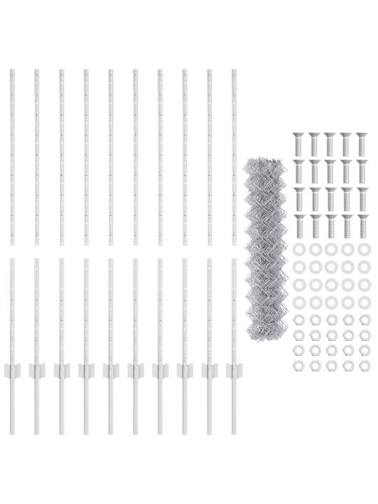 Oplocení z řetězových odkazů s 20 u sloupky stříbrné 1,2x10 m ocel