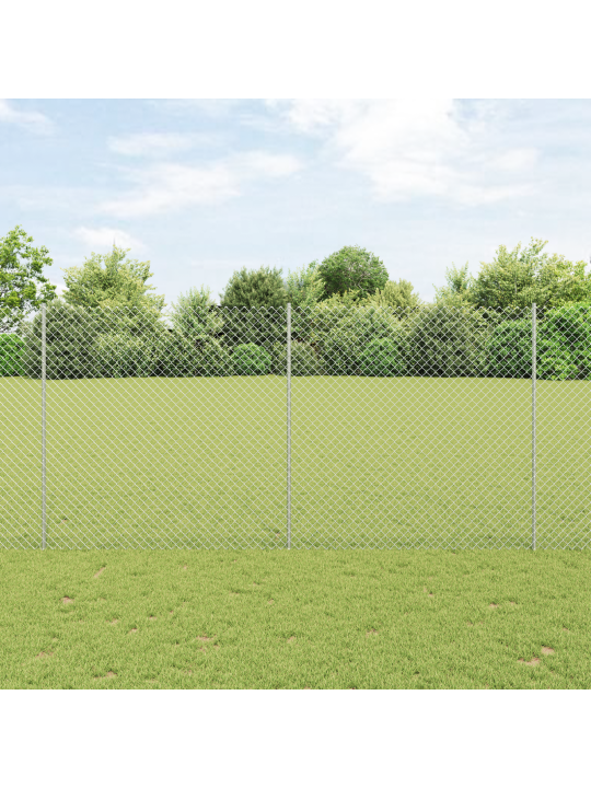 Článkový plot s 20 u sloupky stříbrný 1,5x10 m ocel
