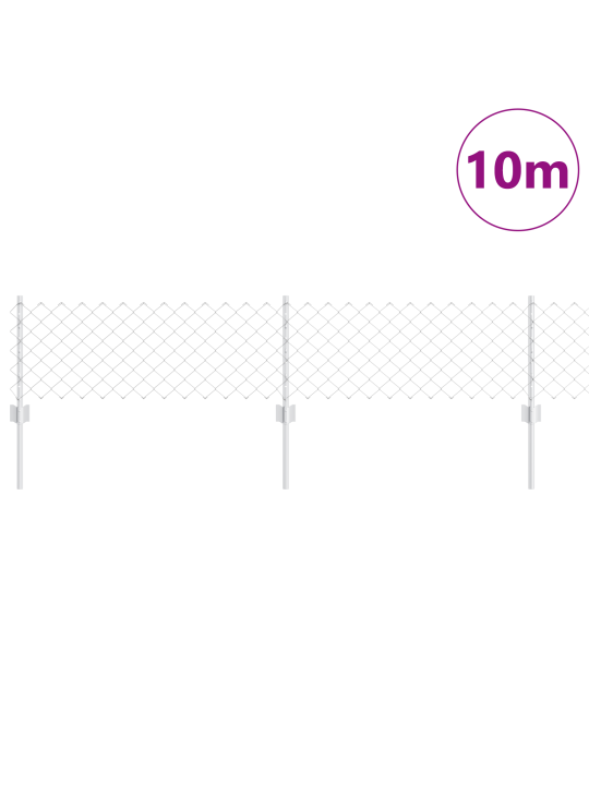 Pletivový plot s 10 u příspěvky stříbrný 0,4x10 m ocel