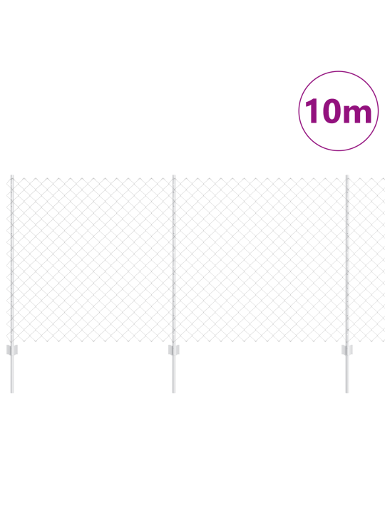 Plot z řetězových odkazů s 20 sloupky stříbrný 1,2x10 m ocel