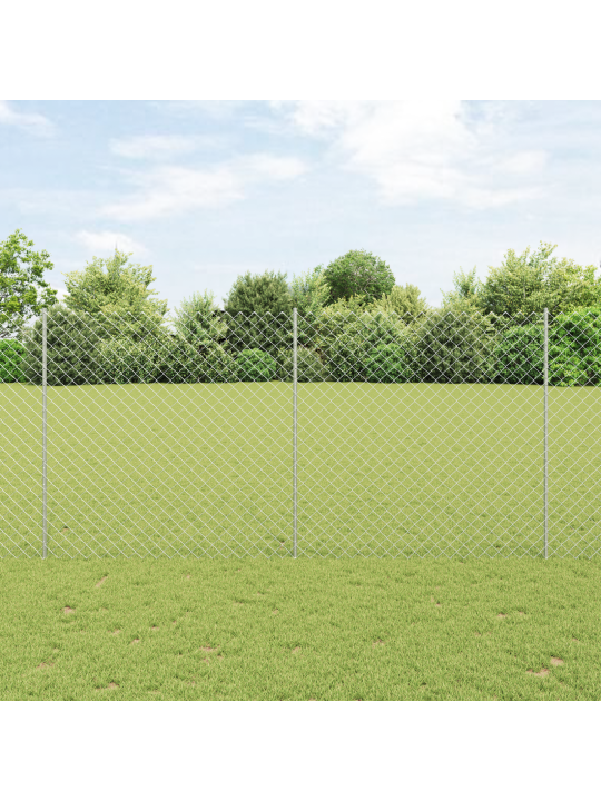 Plot z řetězu se 20 u sloupky stříbrný 1,5x10 m ocel