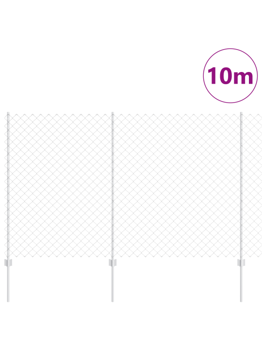 Řetězový plot s 20 u sloupky stříbrný 1,6x10 m ocel