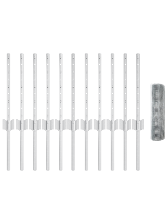 Svařovaný drátěný plot s 11 u sloupky stříbrný 0.4x25 m ocel