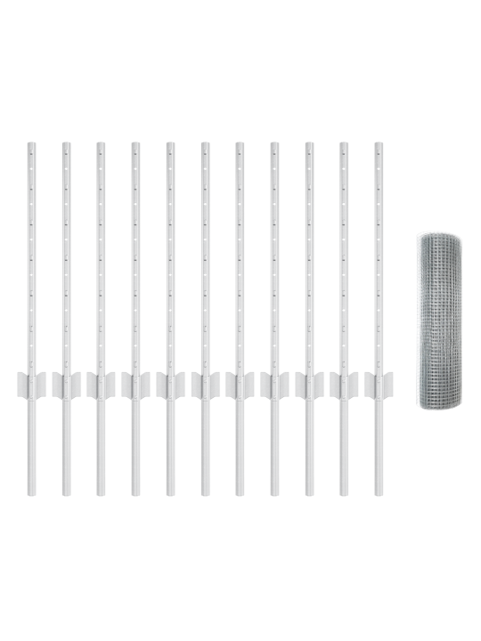 Svařované drátěné oplocení s 10 u sloupky stříbrná 0,6x25 m ocel