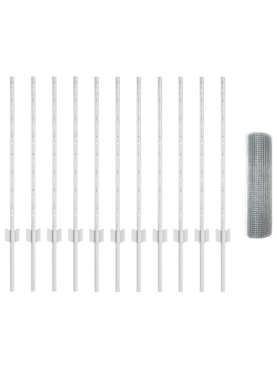 Svařovaný drátěný plot s 11 u sloupky stříbrný 0.8x25 m ocel