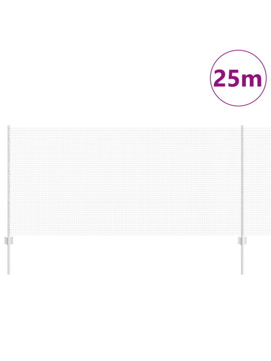 Svařovaná drátěná síť s 22 u sloupky stříbrná 1x25 m ocel