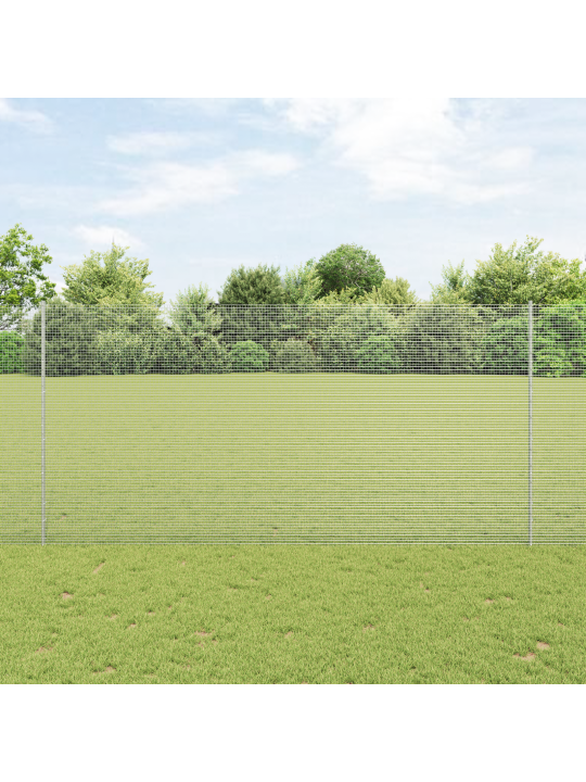 Svařovaný drátěný plot s 22 u sloupky stříbrný 1,5x25 m ocel