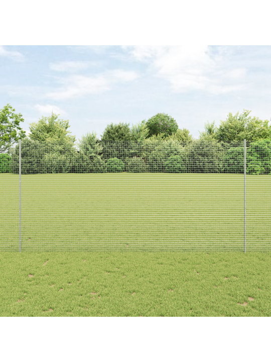 Svařovaný drátěný plot s 22 u sloupky stříbrný 1.6x25 m ocel