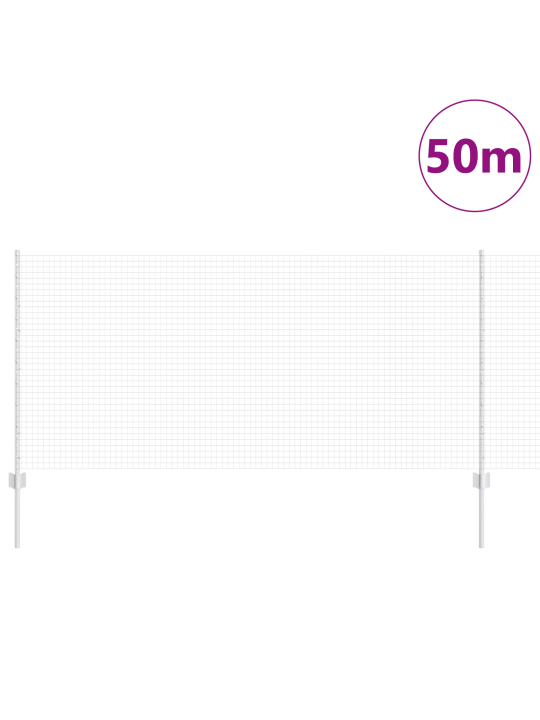 Svařovaný drátěný plot s 44 u sloupky, stříbrný, 1 x 50 m, ocel