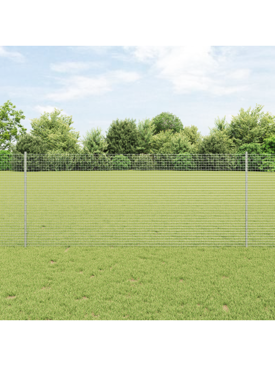 Svařovaný drátěný plot s 44 u sloupky, stříbrný, 1 x 50 m, ocel