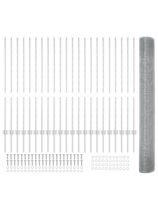Svařovaná drátěná clona s 44 u sloupky stříbrná 1,2x50 m ocel