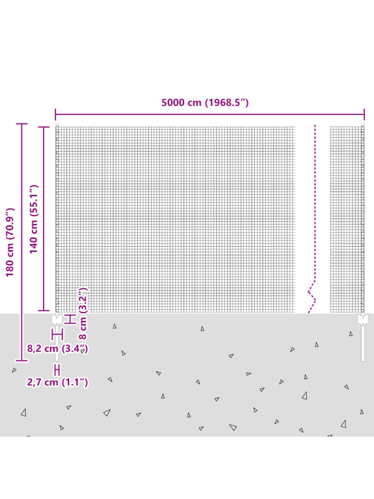 Svařovaná drátěná oplocení s 44 u sloupky stříbrná 1.4x50 m ocel
