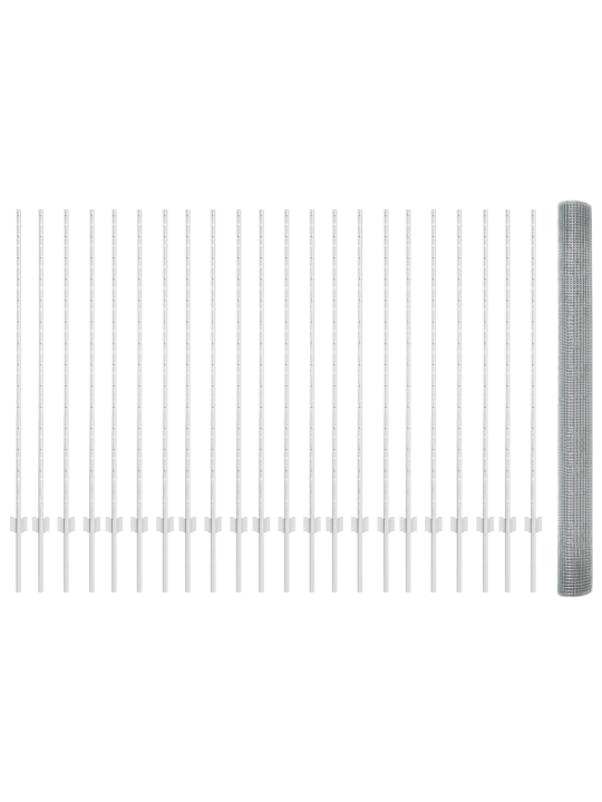 Svařovaný drátěný plot s 44 u sloupky stříbrný 1.4x50 m ocel
