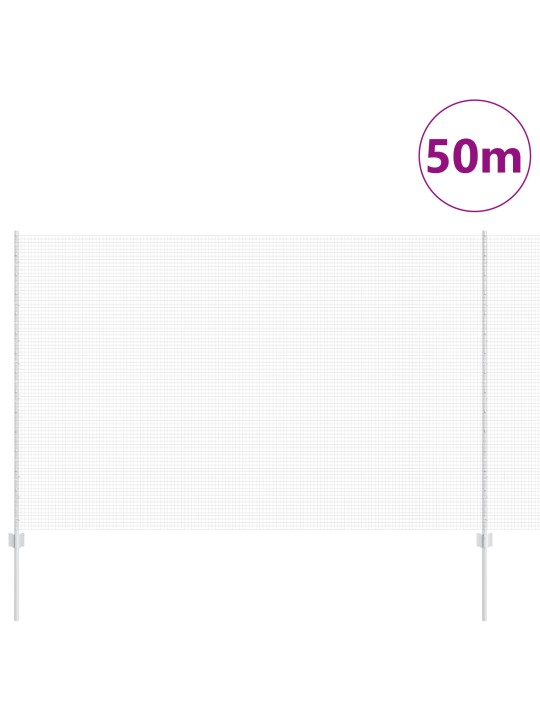 Svařovaný drátěný plot s 44 sloupky u stříbrný 1.6x50 m ocel