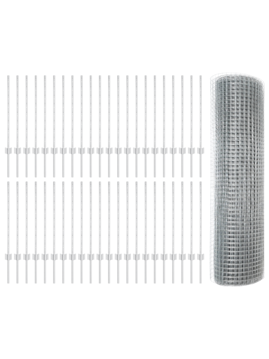 Svařované drátěné oplocení se 44 u sloupky stříbrná 0.8x100 m ocel