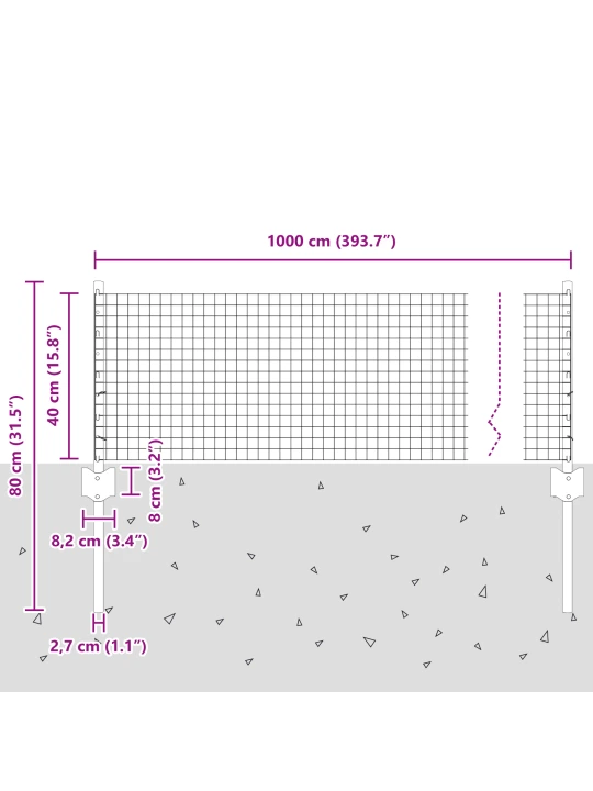 Zelený svařovaný drátěný plot s 5 u sloupky 0.4x10 m ocel
