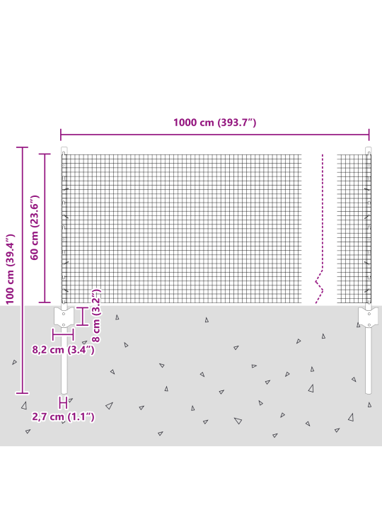 Svařovaný drátěný plot s 5 u sloupky zelená 0.6x10 m ocel