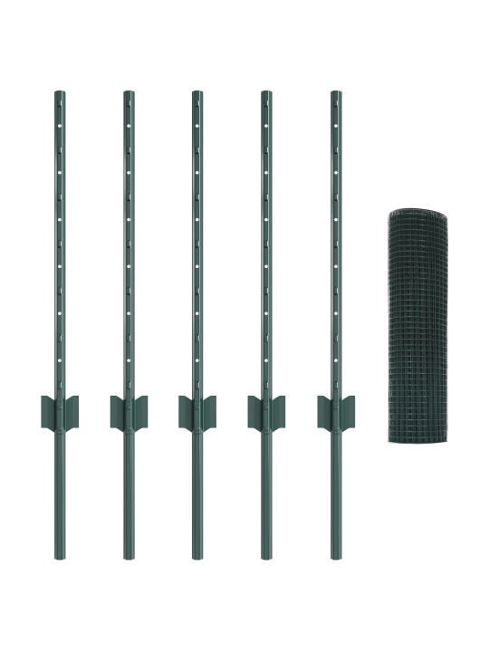 Zelený svařovaný drátěný plot s 5 u sloupky 0.6x10 m ocel