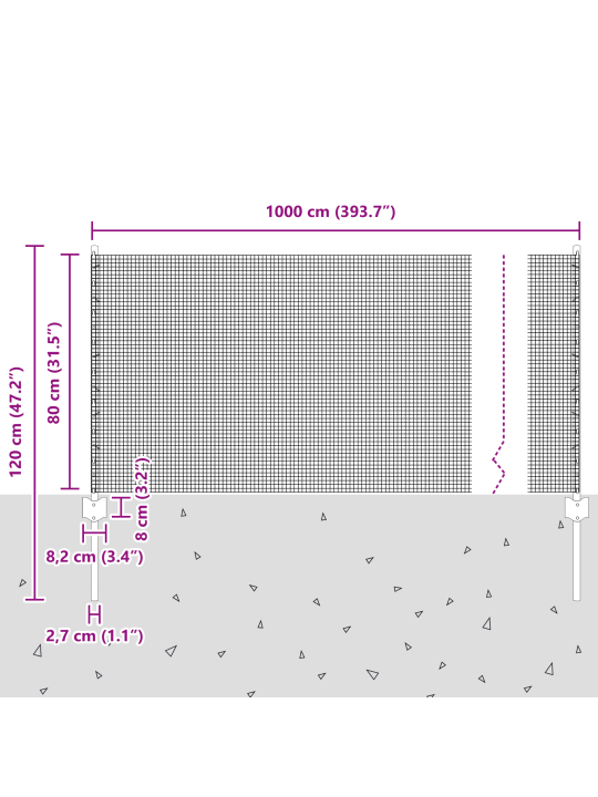 Svařovaný drátěný plot s 5 u sloupky zelený 0.8x10 m ocel