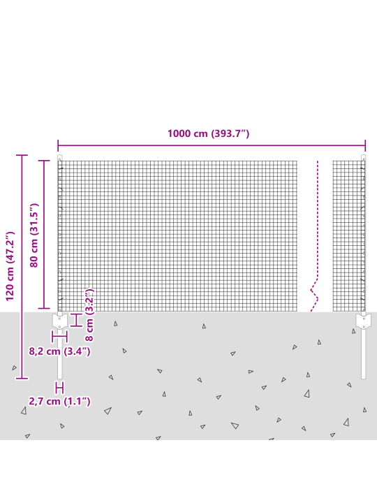 Zelený svařovaný drátěný plot s 5 u sloupky 0.8x10 m z oceli