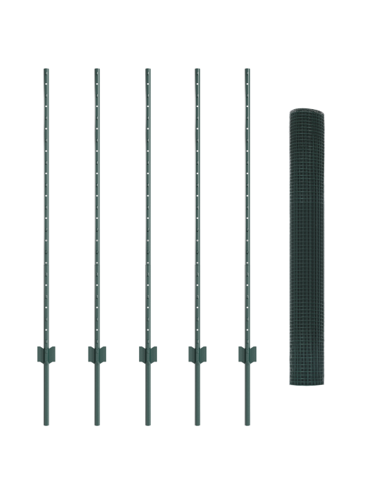 Svářený drátěný plot s 5 sloupky zelený 1.2x10 m ocel