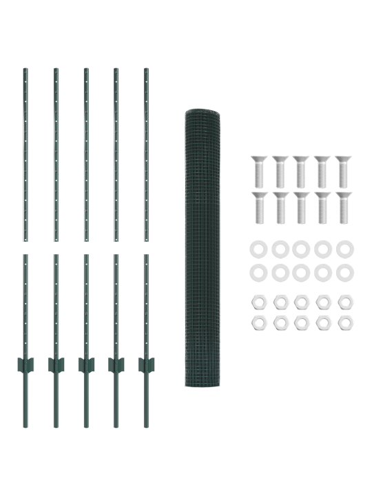 Svářený drátěný plot s 5 sloupky zelený 1.2x10 m ocel