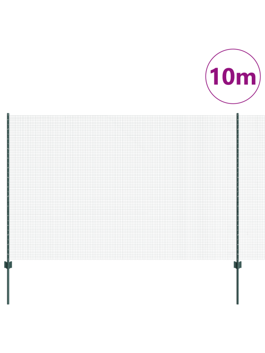 Svařovaný drátěný plot s 5 u sloupky zelený 1,5x10 m ocel