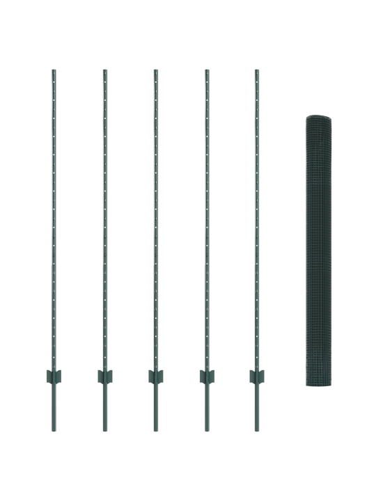 Svařovaný drátěný plot se 5 u sloupky zelený 1.6x10 m ocel