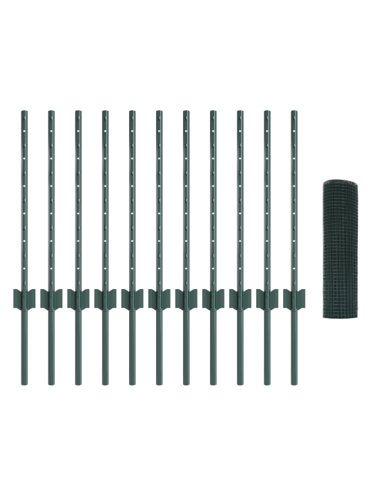 Svařovaný drátěný plot s 11 u sloupky zelený 0.5x25 m ocel