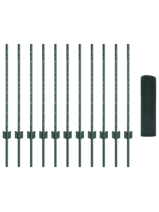 Vidaxl svařované pletivo s 11 u sloupky zelené 0.8x25 m ocel