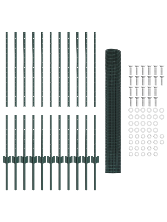 Svařované drátěné oplocení s 11 u sloupky zelená 1x25 m ocel